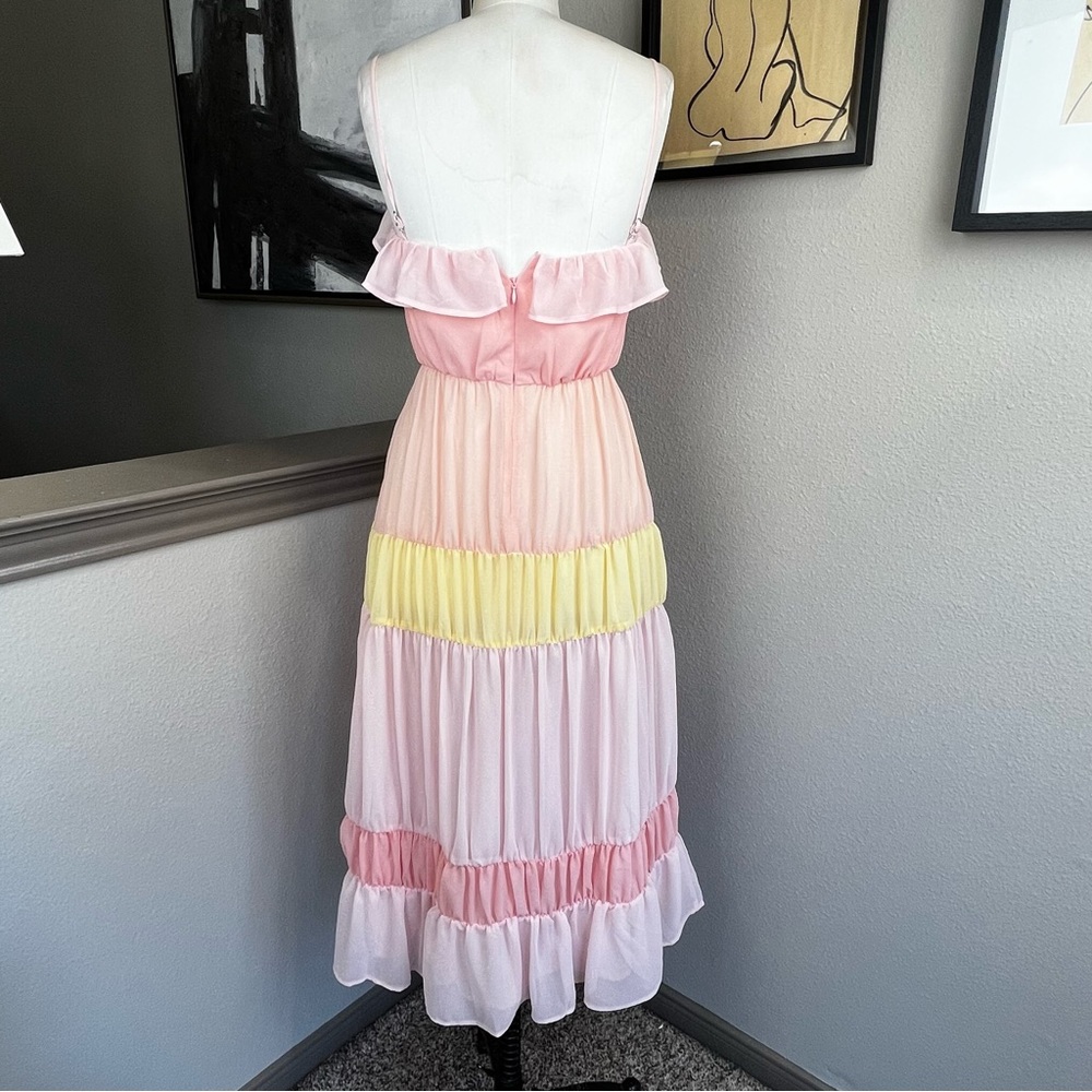 LOVERS + FRIENDS pastel pink Acer tiered ruffle midi dress - Picture 4 of 10